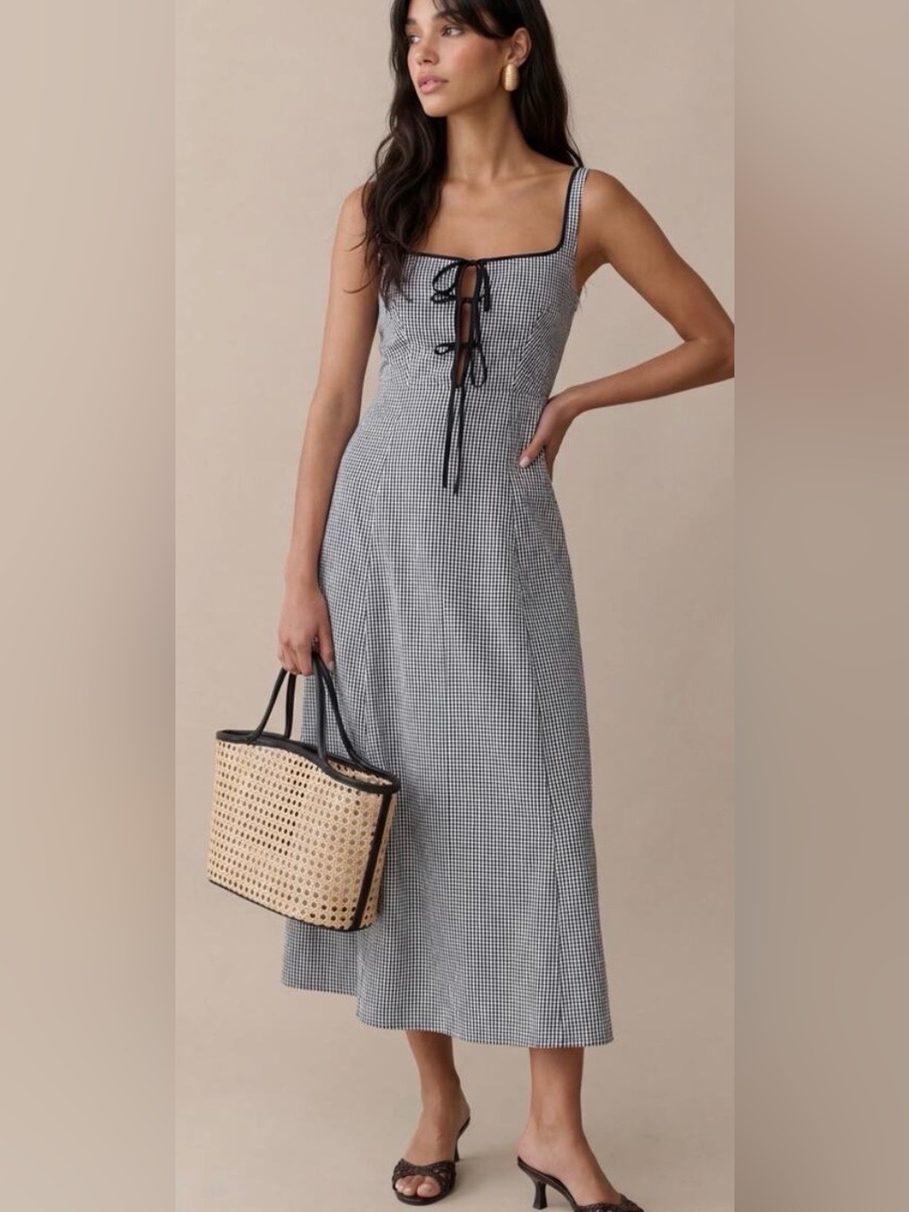o.p.t. Babette Dress Size 8 Black Gingham NWT 100% Cotton Few Moda
